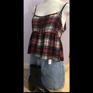 NWOT Plaid peplum tank top